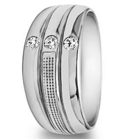 Брилијантен моисанит монтиран во стерлинг сребрен брилијантен моисанит Моисанит уникатен мански прстен