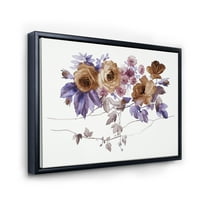 DesignArt 'Purple Wildflowers на бело IV' Традиционална врамена платно wallидна уметност печатење