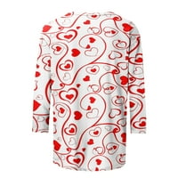 Денот На Вљубените Кошули Жени, Жени Ракав Блузи Облечени Срце Печатени Маици Круг Вратот Повик Лабава Лесни Блуза Кошули
