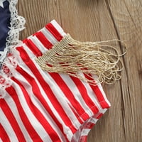 Блотона 4 јули Новороденче Девојче Ромпер Облека Американско Знаме Шарени Ѕвезда Денот На Независноста Ромпер Боди Со Лента За Глава