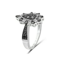 JewelersClub 1. Carat T.W. Црн и бел дијамант Стерлинг сребрена круша сет за накит