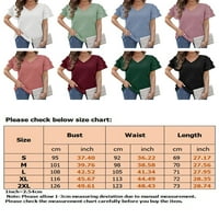 Haит жени маица со кратки ракави маица цврста боја летни врвови на дневна облека тунична блуза од празник V вратот пулвер црна