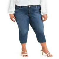 Женска Плус Големина На леви Обликување Слаби Капри Фармерки