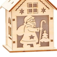 Машината лесна DIY дрвена кабина пролеа блескава мала дрвена куќа украси за Божиќни празници