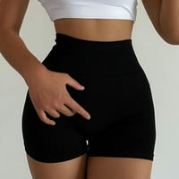Women'sенски панталони тренингот Беспрекорен високо половински теретана јога се протега спортови солидна боја кратки хеланки