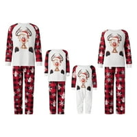 Божиќни пижами за семејство, врвови за печатење на ирваси со долги ракави карирани панталони поставени облека за спиење