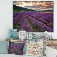 DesignArt 'Lavender Field at Sunrise I' Farmhouse Rramed Canvas Wall Art Print