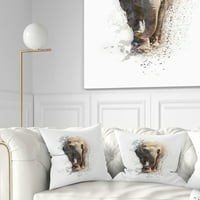 Дизајнрт голем портрет на слонови - перница за фрлање животни - 16x16