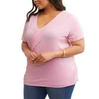 Основна големина на женски плус големина Краток ракав за кратки ракави на рамената -Онлајн ексклузивно