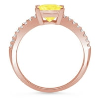 1.66 кт принцеза сече жолта симулирани дијамант 14к розово злато годишнината ангажман прстен големина 6.5