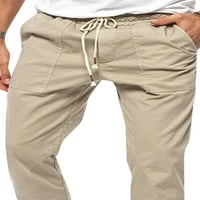 Мажи Хаити Еднобојни Заострени Дна Еластични Панталони Долги Половини Со Врвки Модни Џебови Мутли Товарни Панталони Со Цврста