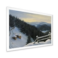 DesignArt 'View на снежните планински врвови на вечерниот сјај' Традиционален врамен уметнички принт