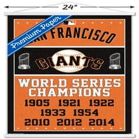 Сан Франциско Гиганти - Шампиони Ѕид Постер Со Дрвена Магнетна Рамка, 22.375 34