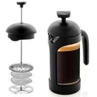 Француски производи за кафе, чај и еспресо производител, отпорен на топлина боросиликатно стакло со филтер систем од не'рѓосувачки