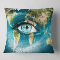 DesignArt Planet Earth and Blue Eye - Апстрактна перница за фрлање - 16x16