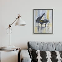 Интринти Интрин Интрит Гранд Пијано Инструмент сино злато црно врамено wallидна уметност, 30, дизајн од Алајн Стивенс