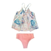 Симпатична облека за капење за капење прикриен Mi & Match се одвојува Halter Retro Pink XL