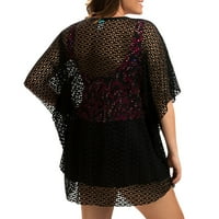 Dolfin Aquashapeенски Poncho Poncho Swim Coverup во црна боја, големина x-large