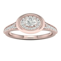 3 4CT TDW Diamond 14K Rose Gold Halo Halo Ringing прстен