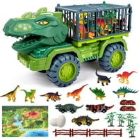 Играчки за камиони со диносаурус за деца 3-5, голем камион со чудовишта од диносаурус, камион за транспорт на диносаурус со