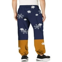 Ниуер Машки Секојдневни Еластични Панталони За Половината Машки Опремени Спортски Панталони Со Снегулки Со Џебови Права Нога