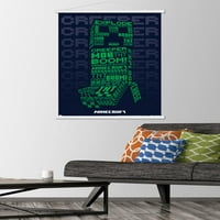 Minecraft-Creeperscope Ѕид Постер Со Дрвена Магнетна Рамка, 22.375 34