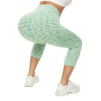 Ревенти Женска Мода Истегнување Јога Хеланки Фитнес Трчање Теретана Исечени Панталони Џебни Активни Панталони Зелена 8