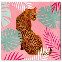 Wynwood Studio Animals Wall Wall Canvas Art Print 'Pink Cheetah Style' Felines - розова, зелена боја