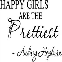 Бела 31 19 Среќните девојки се најубави. Одри Хепберн. Уметност Дома Мурал Винил ѕид Уметност Инспиративни цитати И велејќи