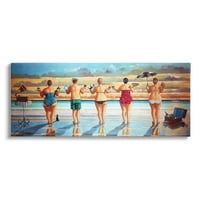 Пријатели на плажата Плејпел, крајбрежна летна забавна пејзажна галерија за сликање завиткано платно печатење wallидна уметност