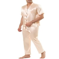 Единствени договори за машко копче надолу по сатен пижама поставува кратки ракави ноќна облека