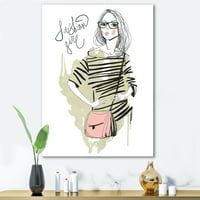 DesignArt 'Trendy Fashion Woman' Shabby Chic Canvas Wall Art Print