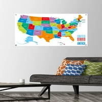 Мапа-Соединетите Американски Држави Ѕид Постер со Притисни Иглички, 22.375 34