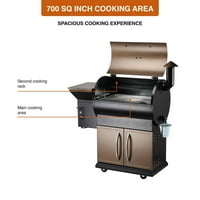 Grills ZPG-700D дрво пелети Грил и пушач SQ In In In BBQ Auto Temperate Model Cover вклучен во бронзата