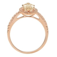 2.38 кт маркиза сече жолт моисанит 18к розово злато годишнина ангажман ореол прстен големина 10.5