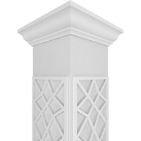 Ekena Millwork 12 W 9'H Craftsman Classic Square Non-Tapered Mosaic Fretwork Column W Crown Capital & Crown Base