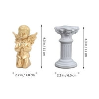 1сет Ангел Статуа Смола Ангел Скулптура Ретро Ангел Фигури Римски Столб Смола Декорација