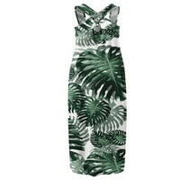 Glonme Women Women Maxi Casual Vest Fass Bohemian Beach Fases Floral Print Letuler Sundress Slip Fuest