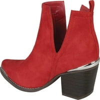 Collectionенска колекција на списанија Issla потпетици на глуждот Bootie Red Fau Suede m