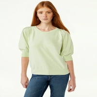 Бесплатно склопување женски плеат џемпер со кратки ракави, лесна