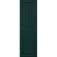 Ekena Millwork 12 W 47 H TRUE FIT PVC Farmhouse Flat Panel комбинација фиксни ролетни за монтирање, термичка зелена боја