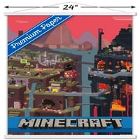 Minecraft-Коцка Ѕид Постер Со Дрвена Магнетна Рамка, 22.375 34