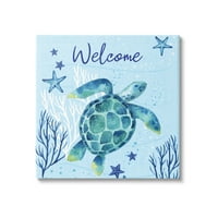 СТУПЕЛ ИНДУСТРИИ Добредојдовте знак морски желка пливање океански живот графичка уметничка галерија завиткана платно печатена