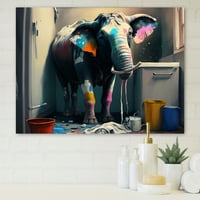 Дизајнрт симпатичен слон што прави алишта II платно wallидна уметност