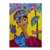 Трговска марка ликовна уметност „Бригит Фрида и нејзината мачка„ Канвас уметност од Присартс “