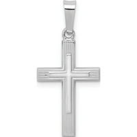 14к Бело Злато Полиран Латински Крст Приврзок Направен во Соединетите Држави xr1414