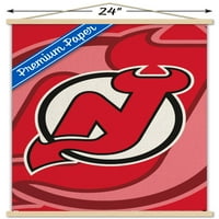 Њу Џерси Ѓаволи-Логото Ѕид Постер Со Дрвена Магнетна Рамка, 22.375 34