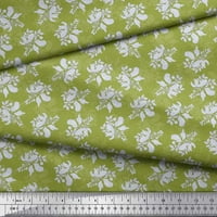 SOIMOI Зелена памучна патка ткаенина уметничка лисја и цветно печатење ткаенина покрај дворот