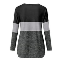 Гдфун Кошули Со Долги Ракави За Жени Контрастни Бои Печатење Графички Маици Блузи Секојдневни Плус Големина Основни Врвови пуловер--женски