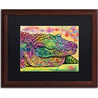 Трговска марка ликовна уметност крокодил платно уметност од Дин Русо, црна мат, дрвена рамка